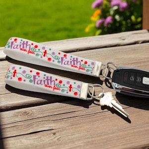 Faith Over Fear Keychain Wristlet key fob backpack zipper pull