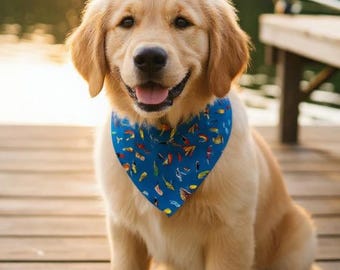 Pañuelo para perro con señuelos de pesca, collar deslizante de algodón, bufanda para mascotas