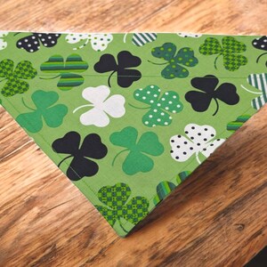 St Patricks Day shamrocks patch work Dog Bandana, Custom Pet Handmade, Scarf, Over the Collar