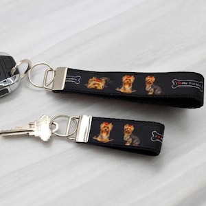 Llavero de muñeca con diseño de Yorkshire Terrier, dos estilos, para coche y casa.