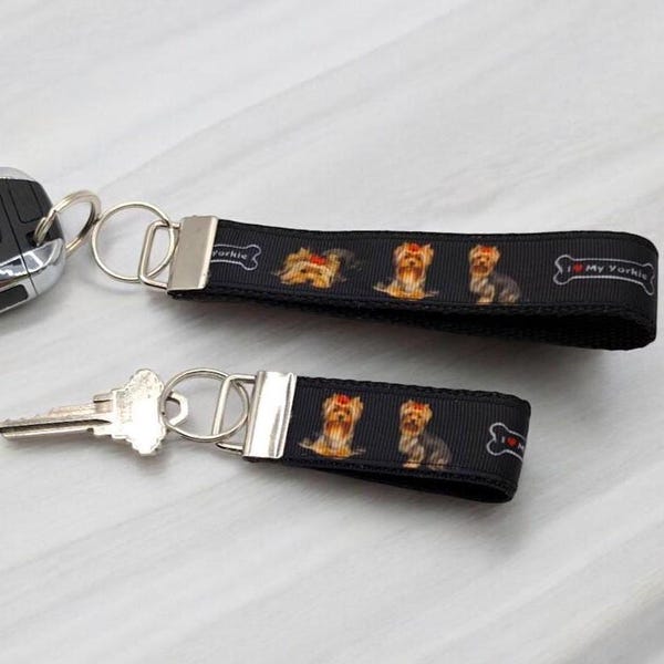 Llavero de muñeca con diseño de Yorkshire Terrier, dos estilos, para coche y casa.