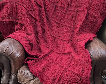 Handmade Crochet Granny Square Red Blanket Throw Afghan - Etsy