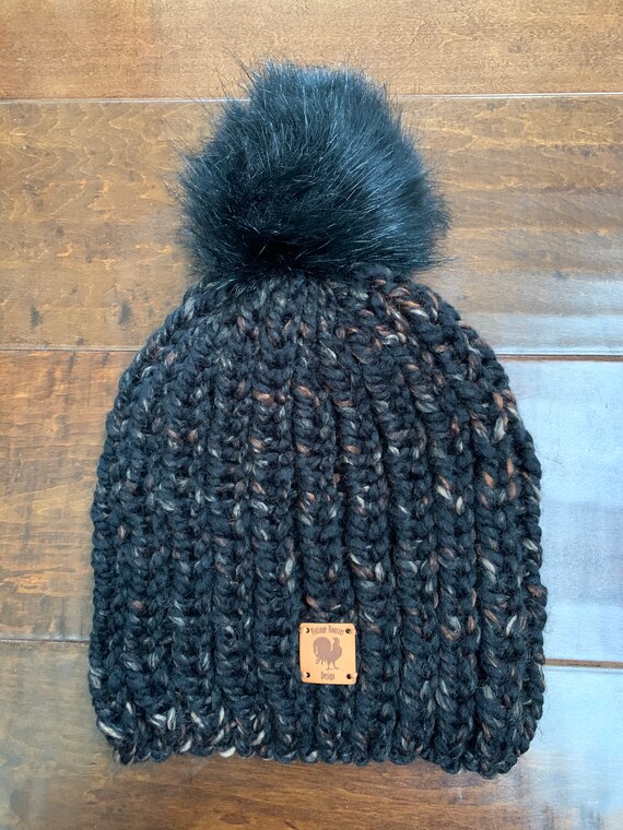 Handcrafted Knitted Hat Beanie Textured Pom Pom Handcrafted Knitted Hat Beanie Cream Textured Pom Pom  main image 4