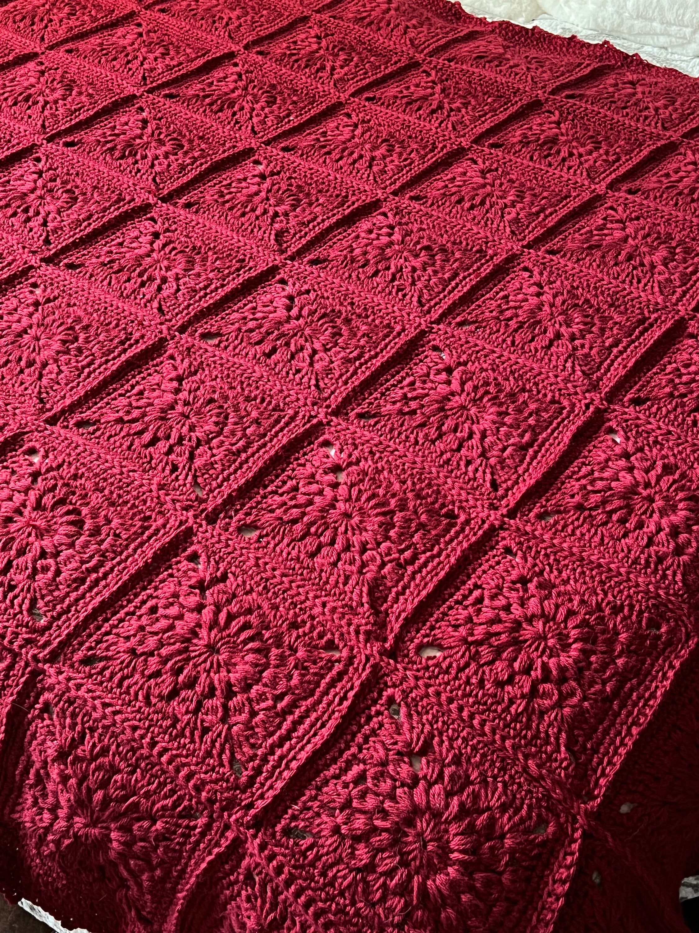 Handmade Crochet Granny Square Red Blanket Throw Afghan - Etsy