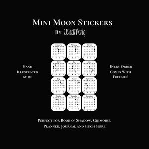 2024 Mini Moon Calendar Sticker/Bullet Journal Stickers, Planner Stickers, Scrapbook Stickers, Witchy Stickers, Witch Stickers