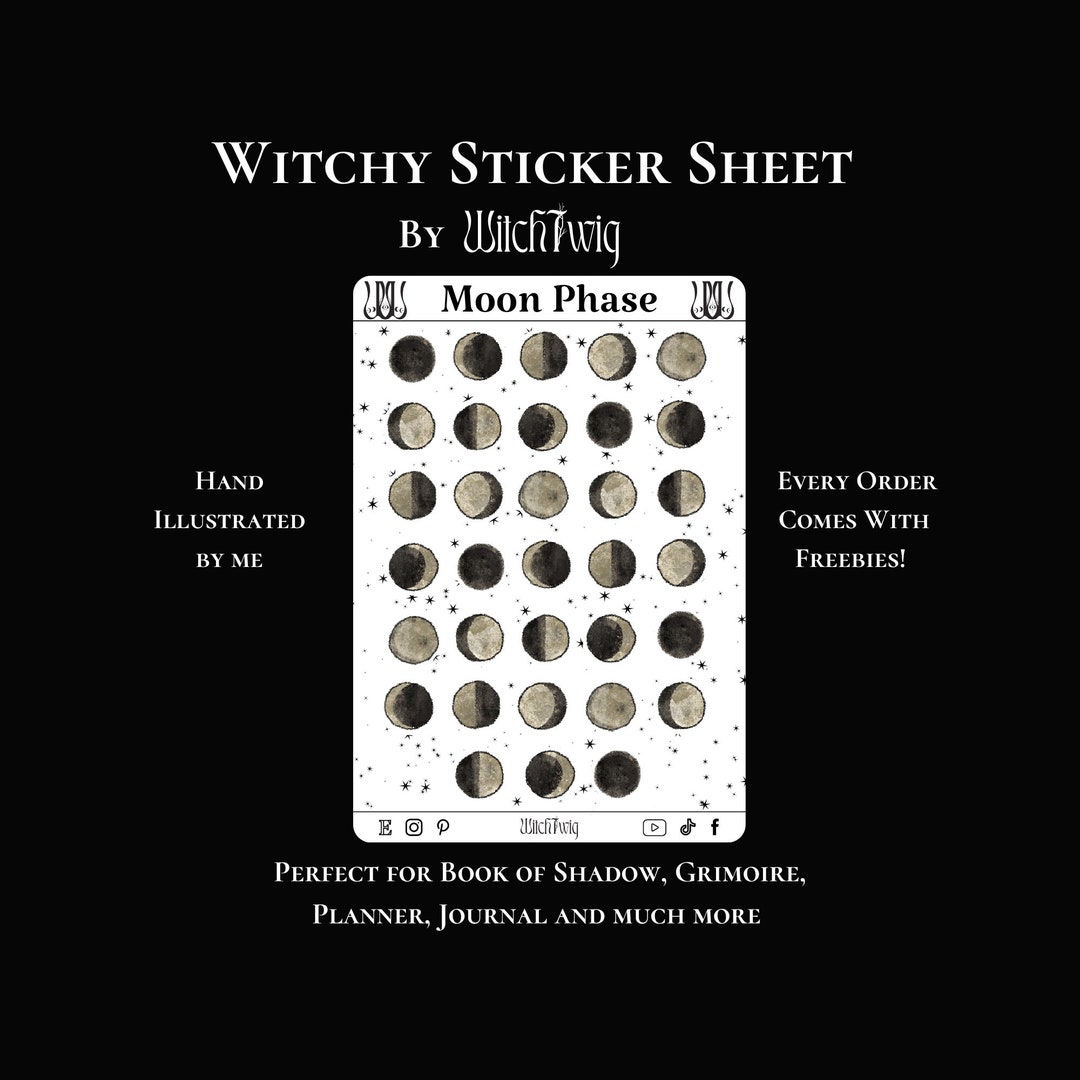Moon Phases Sticker Sheet/ Bullet Journal Stickers, Planner Stickers ...