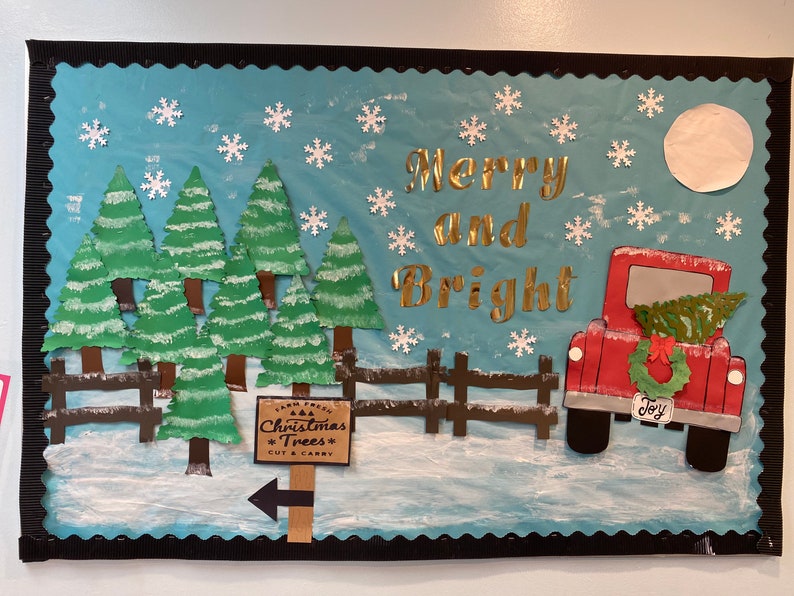 Teachers School bulletin board for Christmas /Winter /classroom decoration/Merry and Bright/cardstock/cutout image 2