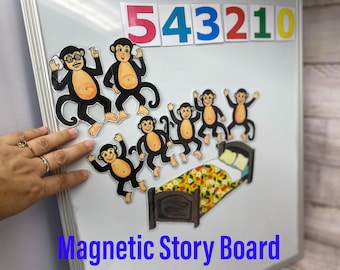 5 Little Monkeys jumping on the bed/Magnetic Story Board/Imagination/Children/preschool/creative play/adventure/song