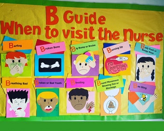 School Nurse Bulletin Board/ B Guide when to see the Nurse/ School Nurse Office/cardstock