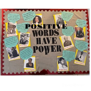 Tableau d'affichage pour enseignants « Les mots positifs ont du pouvoir » pour la décoration de la classe/le papier cartonné/le Mois de l'histoire des Noirs/février/la décoration de la classe