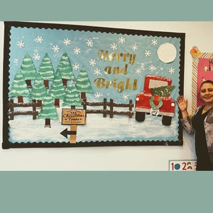 Teachers School bulletin board for Christmas /Winter /classroom decoration/Merry and Bright/cardstock/cutout image 3