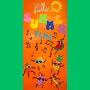 Decoración para puerta de aula de la escuela de profesores/Hola diversión de VERANO/Cartulina/Recortes