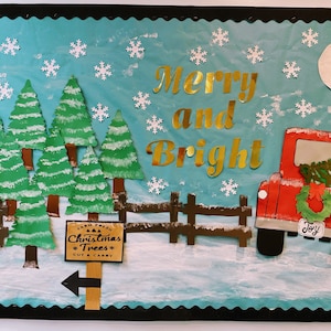 Teachers School bulletin board for Christmas /Winter /classroom decoration/Merry and Bright/cardstock/cutout image 1