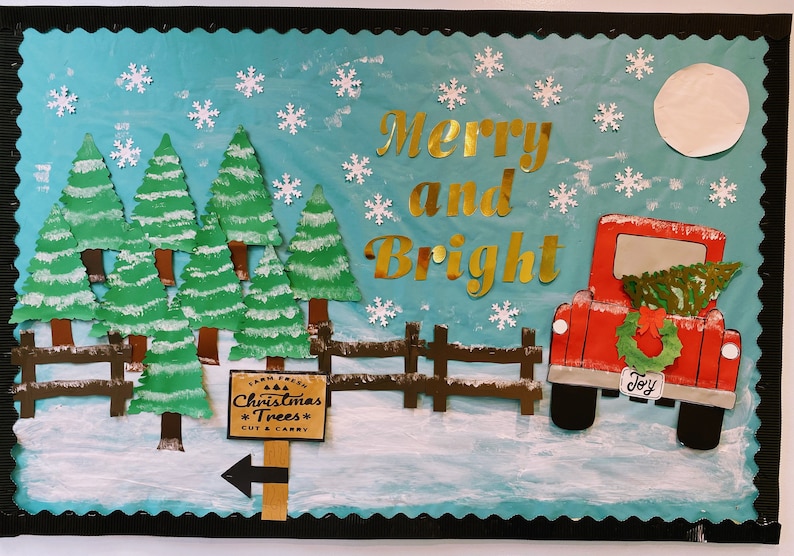 Teachers School bulletin board for Christmas /Winter /classroom decoration/Merry and Bright/cardstock/cutout image 1