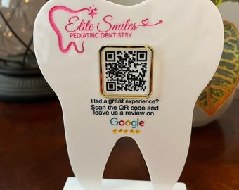 Custom Mini Tooth QR code Review Sign for Dental Office