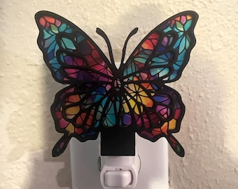 Faux stained glass butterfly nightlight