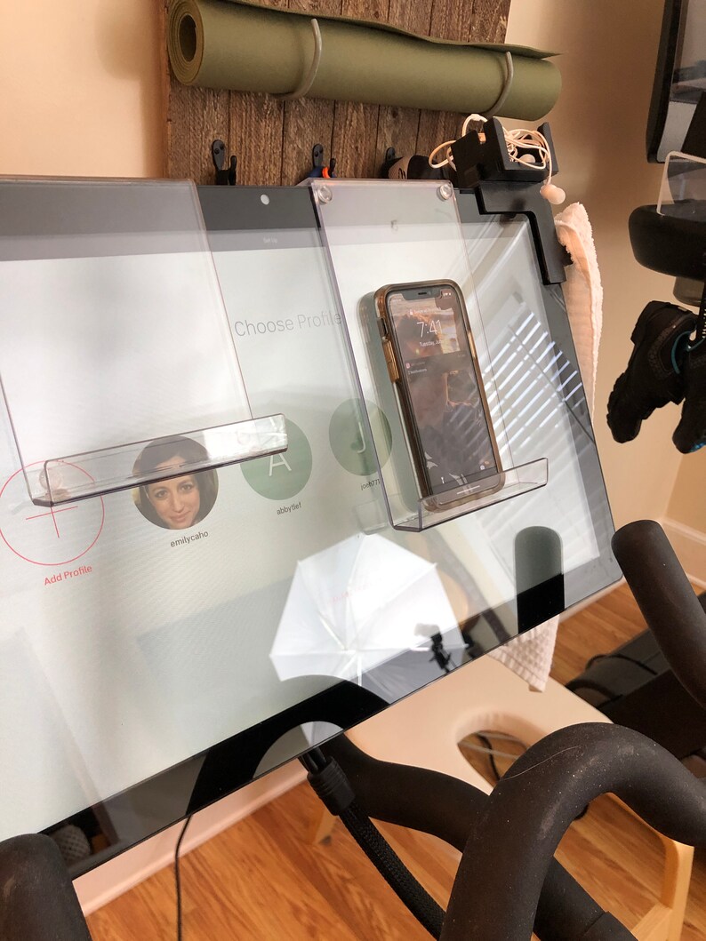 Exercise bike, I-Pad, Tablet holder, fits bike monitors, Bike and Bike + Tread and Tread + and most monitors less than 1" thick. USA made image 4