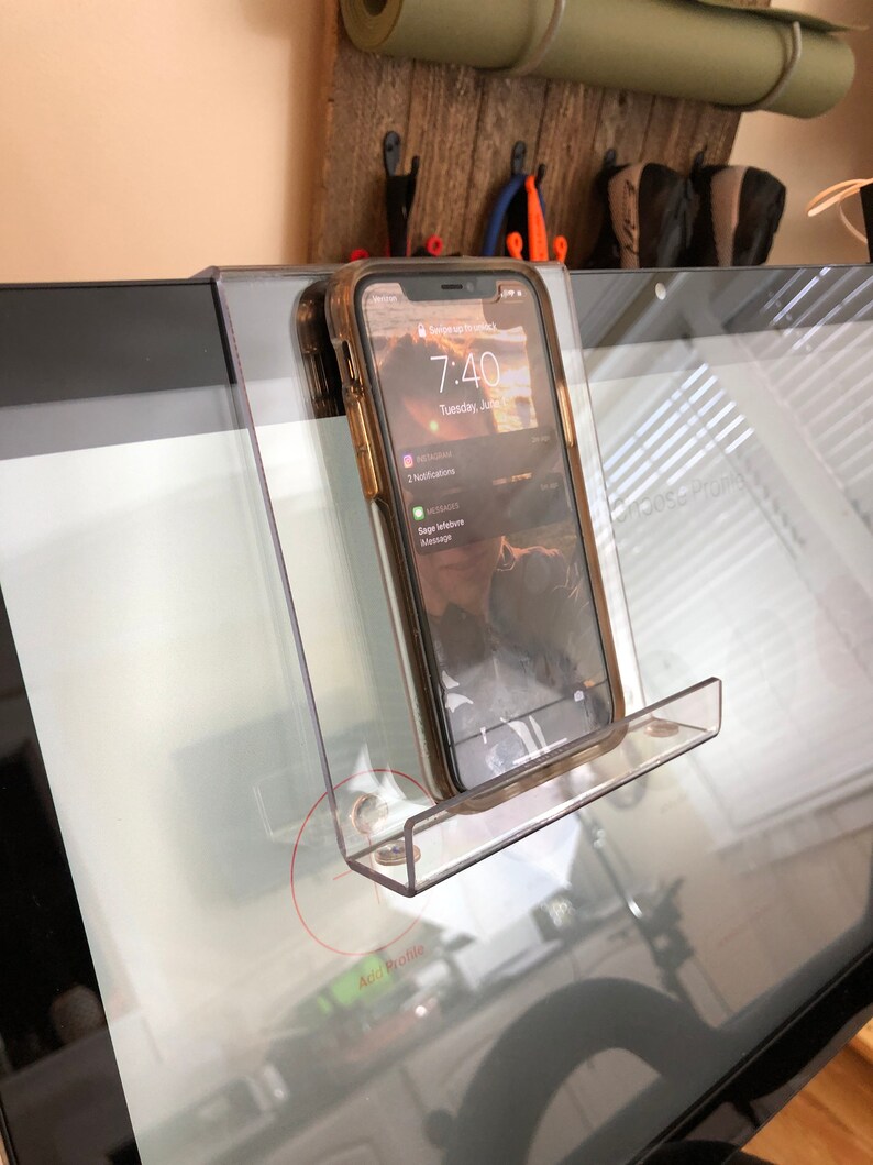 Exercise bike, I-Pad, Tablet holder, fits bike monitors, Bike and Bike + Tread and Tread + and most monitors less than 1" thick. USA made image 2