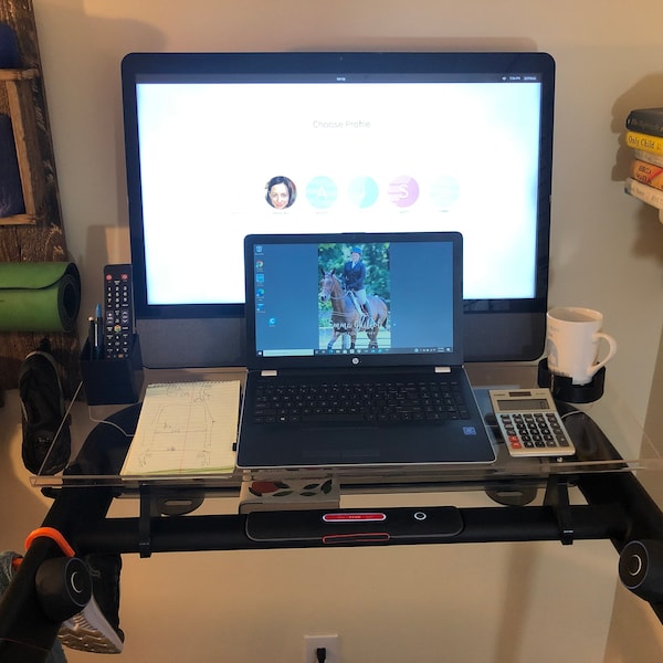 NEW Treadmill desk top, fits New Tread, Not The Tread + doesn't block emergency button or controls  or Legg room accessories not included