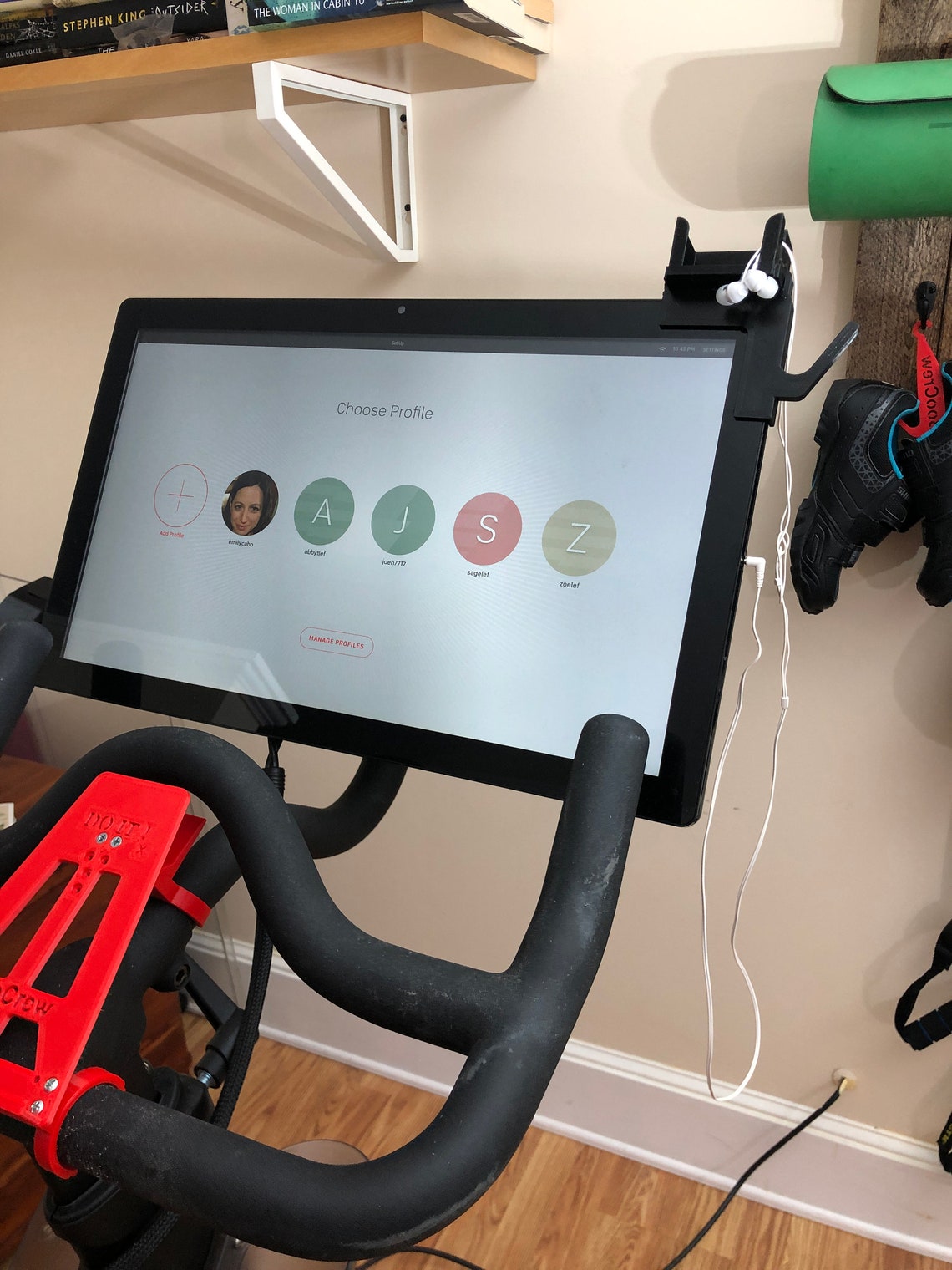 Peloton Bike and Bike fitting towel hook with ear bud