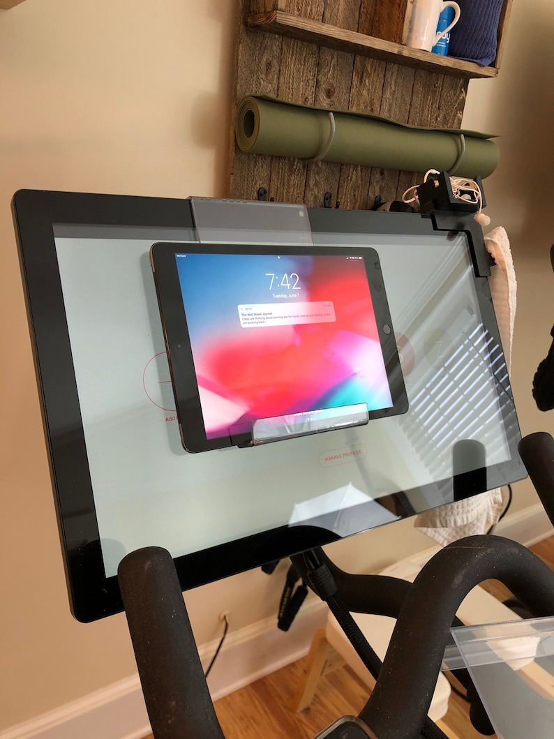 Exercise bike, I-Pad, Tablet holder, fits bike monitors, Bike and Bike + Tread and Tread + and most monitors less than 1" thick. USA made image 7
