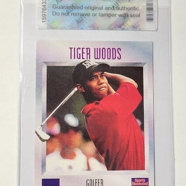 1996 Sports Illustrated kids #536 Tiger Woods Reimpresión/remake Golf tarjeta personalizada y sello de autenticación