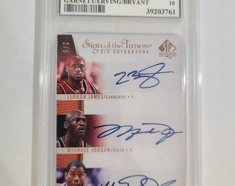 Graded Michael Jordan Kobe Bryant LeBron James Magic J Kevin Garnett Julius Erving 2007-08 SP Authentic #JBEJJB Auto facsimile Custom card