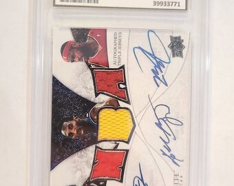 Graded Michael Jordan Kobe Bryant LeBron James 2007-08 Upper Deck #ETA-JBJ Auto facsimile custom (no actual patch) Basketball card