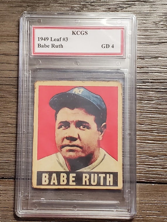 Graded Babe Ruth 1949 Leaf 3 Reprint Baseball Card Etsy
