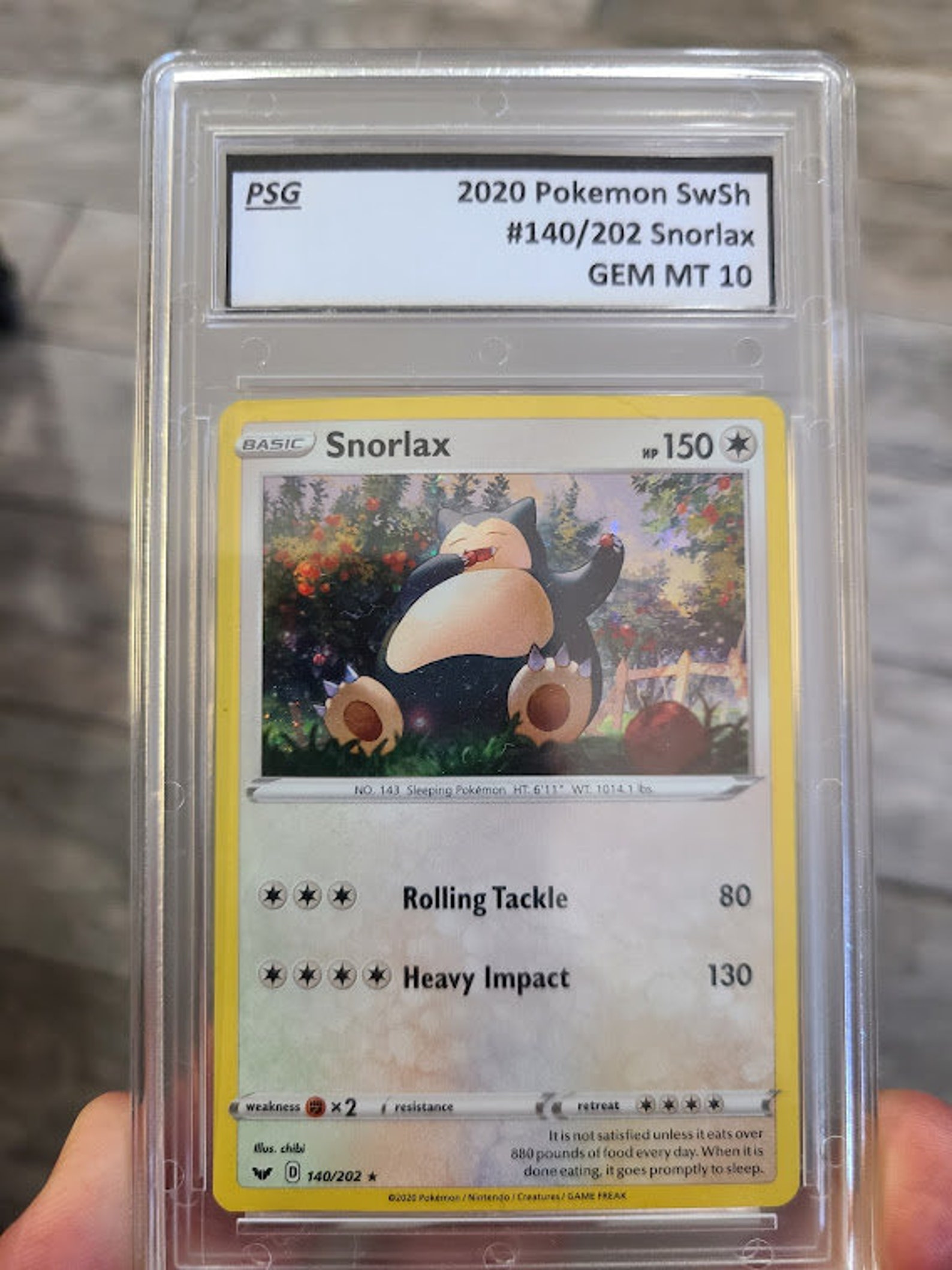 Custom graded real 2020 Pokemon card SWSH Snorlax 140/202 Etsy