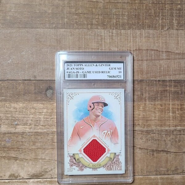 Juan Soto original card game used relic 2021 Allen & Ginter real baseball cardcustom graded and encased