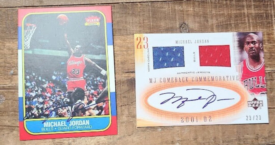 2x Michael Jordan Custom Remade Autograph Auto Reprint Basketball Cards