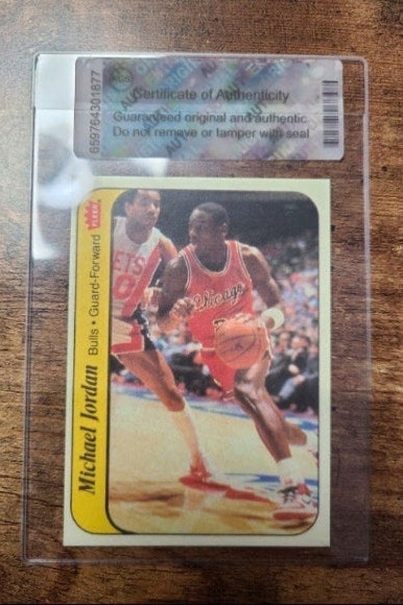 4 Michael Jordan Reprint basketball cards in soft cases with Etsy