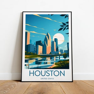 Houston travel print - United States, Houston poster, Texas, Birthday Present, Wedding Gift, Custom Text, Personalised Gift