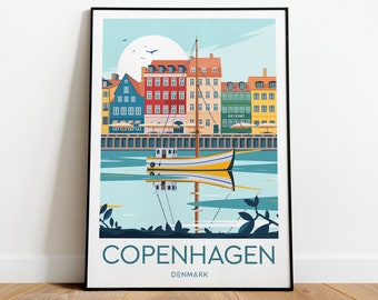 Copenhagen travel print - Denmark, Copenhagen poster, Custom Text, Personalised Gift
