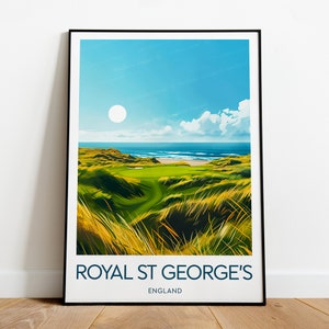 Stampa golf Royal St Georges - Golf Inghilterra, poster Royal St Georges, stampa Royal St Georges, regalo di compleanno, regalo di nozze, testo personalizzato