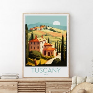 Tuscany travel print - Italy, Tuscany print, Tuscany poster, Tuscany art, Italy print, Italy travel poster, Custom Text, Personalised Gift