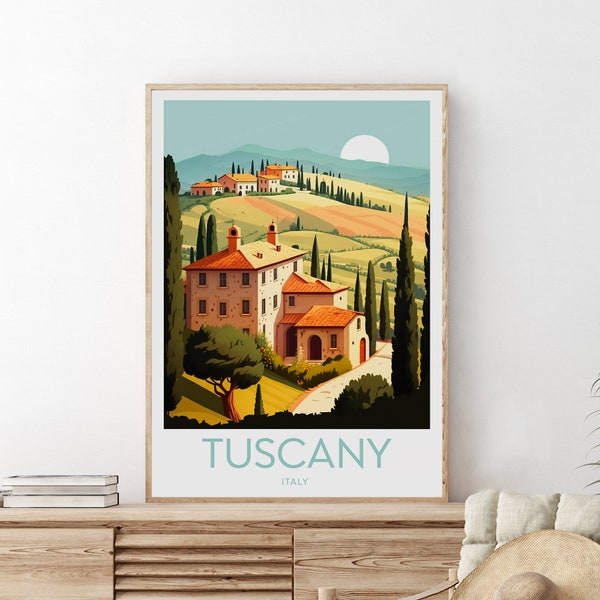 Toskana Reise - Italien, Toskana Druck, Toskana Plakat, Toskana Kunst, Italien Druck, Italien Reiseplakat, benutzerdefinierter Text, personalisiertes Geschenk