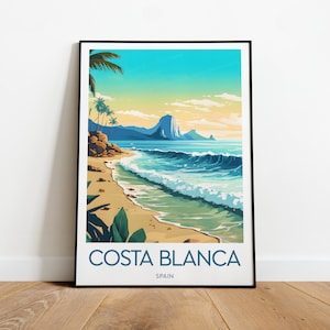 Costa Blanca travel print - Spain, Costa Blanca poster, Costa Blanca wall art, Birthday gift, Wedding present