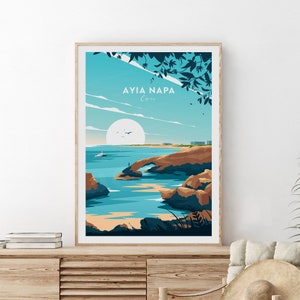 Ayia Napa traditional travel print - Cyprus, Ayia Napa poster, Ayia Napa artwork, Wedding gift, Birthday present