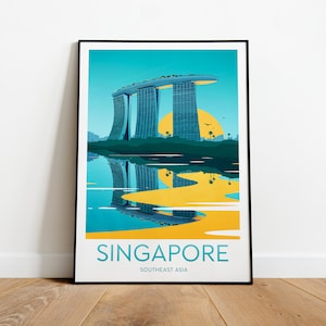Singapore travel print, Singapore poster, Singapore print, Wedding gift, Birthday present, Custom Text, Personalised Gift