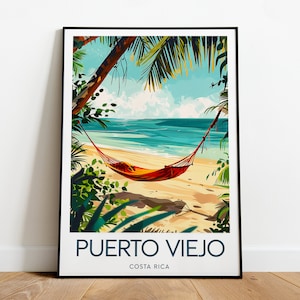 Puerto Viejo reizen print - Costa Rica, Puerto Viejo poster, Puerto Viejo kunst, kunst aan de muur, kunst aan de muur Puerto Viejo de Talamanca