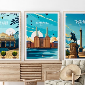 Traditioneller Reisedruck Battersea - London, Battersea Atomwerk Poster, London Druck, Hochzeitsgeschenk, Geburtstagsgeschenk