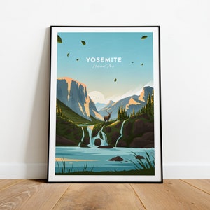 Yosemite traditional travel print - National Park, Yosemite print, El Capitan poster, Birthday present, Wedding Gift