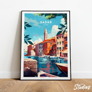 Zadar traditional travel print - Croatia, Zadar poster, Zadar artwork, Zadar Croatia travel print, Custom Text, Personalised Gift
