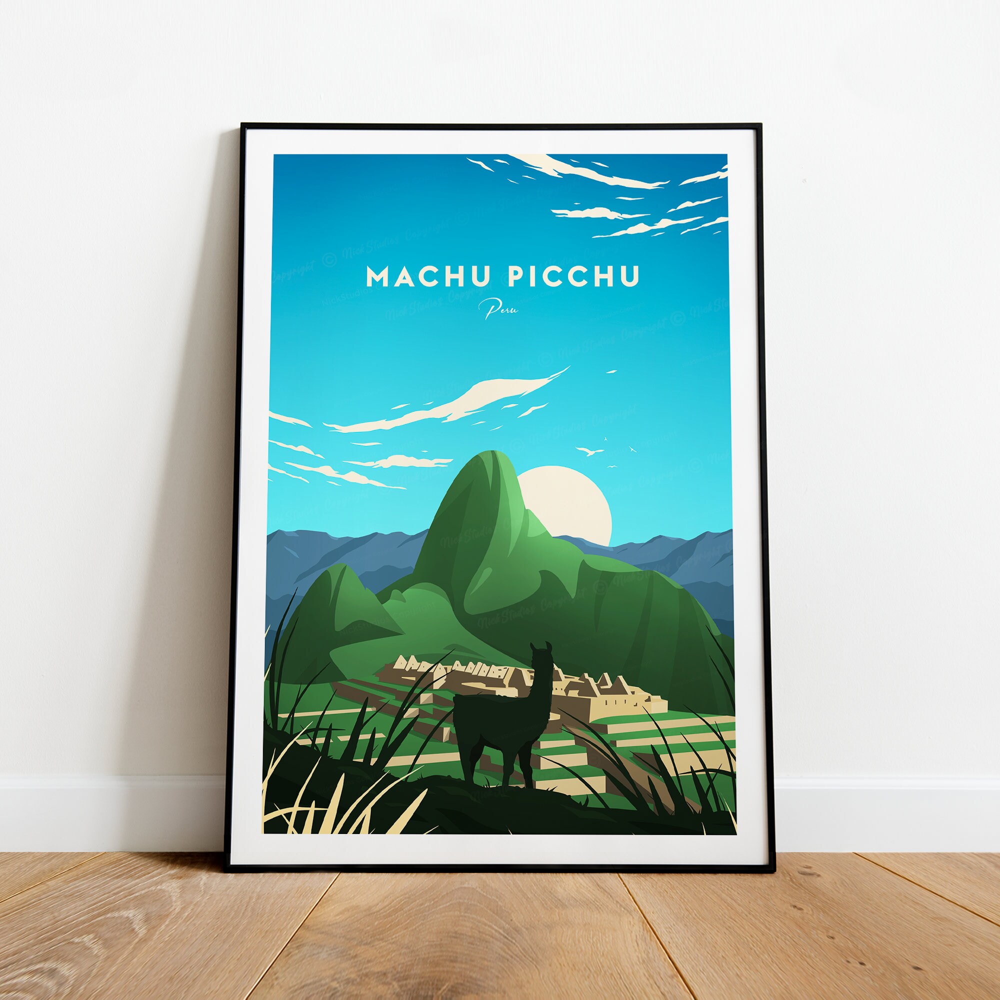 Machu Picchu Traditional Travel Print Peru Machu Picchu Etsy Denmark