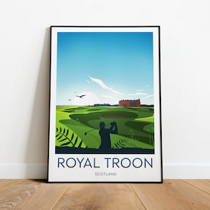 Stampa Royal Troon Golf Club - Scozia, poster Royal Troon, stampa Royal Troon, regalo di compleanno, testo personalizzato, regalo personalizzato