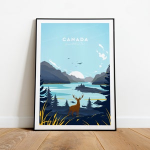 Canada traditional travel print - Jasper National Park, Canada print, Canada poster, wedding gift, birthday present