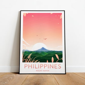 Philippines travel print - Mount Mayon, Philippines print, Philippines poster, Wedding gift, Custom Text, Personalised Gift