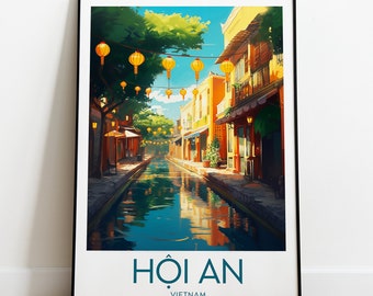 Hoi An travel print - Vietnam, Hoi An, Vietnam print, Vietnam poster, Hoi An artwork, wedding gift, Custom Text, Personalised Gift